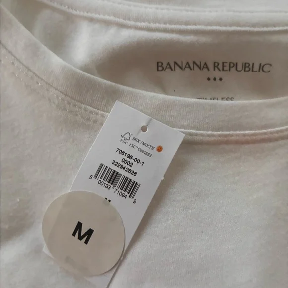 Banana Republic White Graphic Tee medium timeless logo nwt women’s - Picture 3 of 7